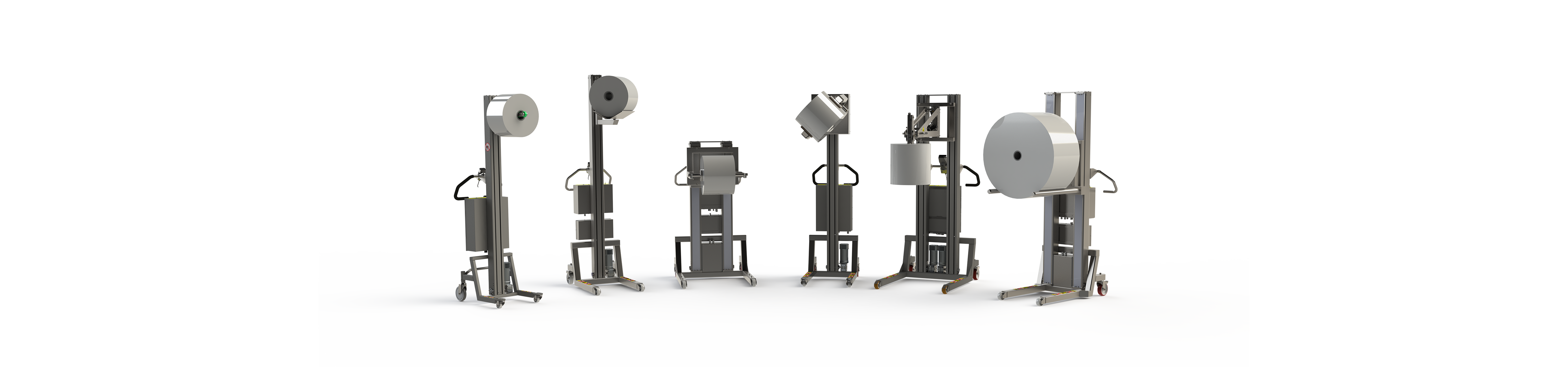 Beispiele für standardisierte und komplexe Minilifte für optimale Spulen- und Rollenhandling. 2Lift ApS.