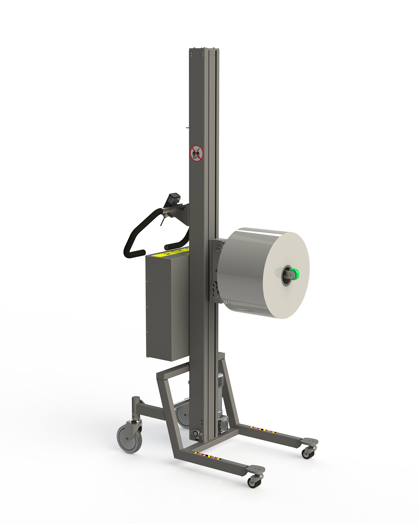 Elektrischer Lift der 150er-Serie mit einer Rollendorn zur Handhabung leichterer Rollen.