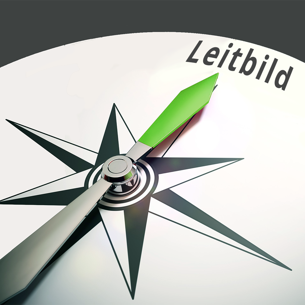 Leitbild von 2Lift. Bild einer Kompassnadel, die in Richtung "Leitbild" zeigt.