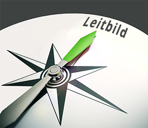 Leitbild von 2Lift. Bild einer Kompassnadel, die in Richtung "Leitbild" zeigt.