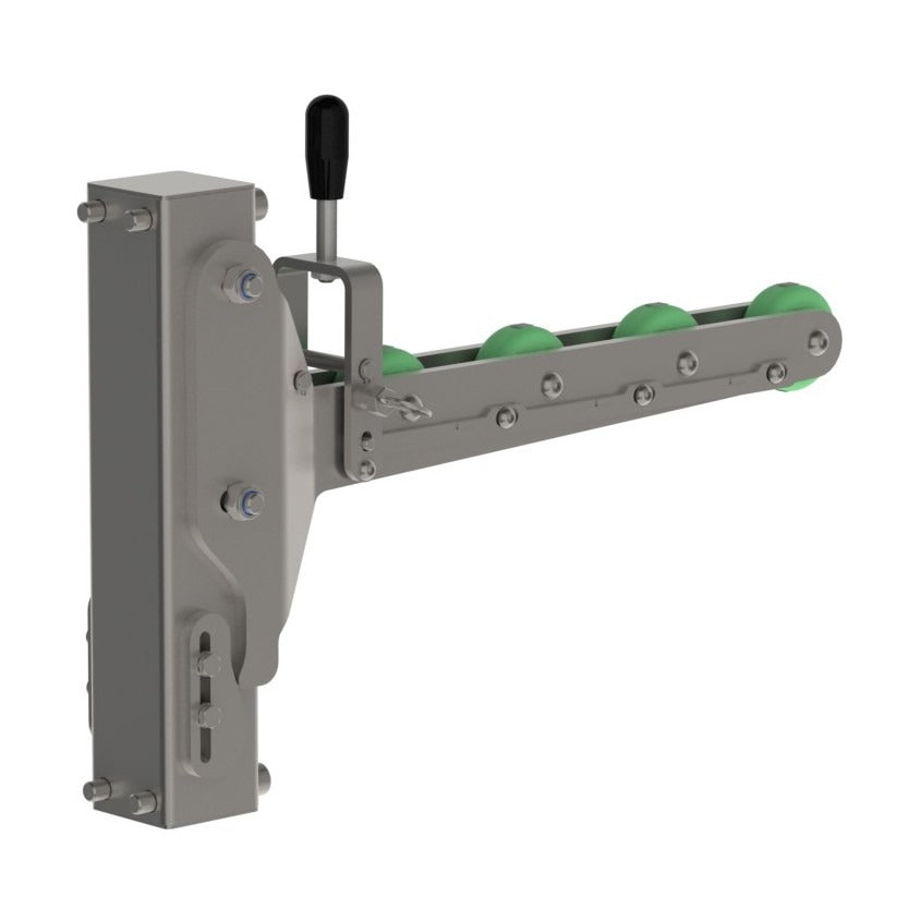 Der Rollendorn (RM) wird in Hebehilfen für Rollen eingesetzt und passt auf alle unsere modular aufgebauten Vertikallifte. Von vorne, Bild 2.