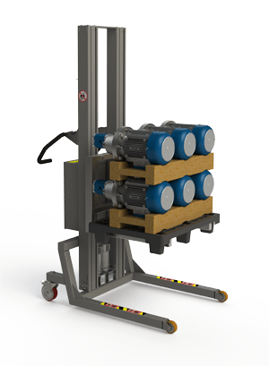 Anpassungsfähige Palettenhubeinrichtung. Halbpalette mit Motoren. 2Lift.