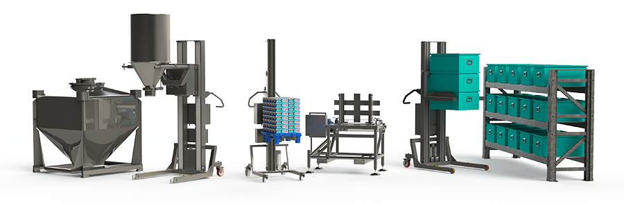 Industrielle Hubvorrichtung für die Lebensmittel-, Getränke-, Pharma- und Lagerindustrie.