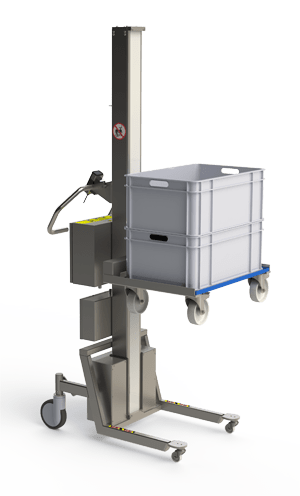 Elektrischer Paletten Handstapler mit Rollwagen. 2Lift.