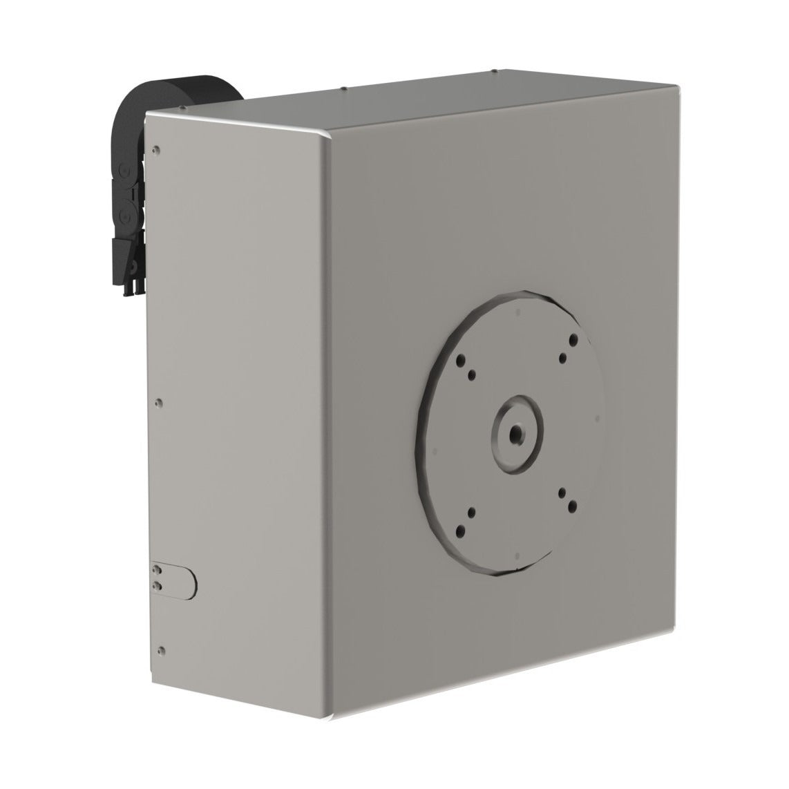 Elektrische Rotationseinheit (ERU) als Handlingsystem zum präzisen Drehen von Lasten. Kann z.B. auf einen Fassheber oder ein Rollenhandhabungslift montiert werden.