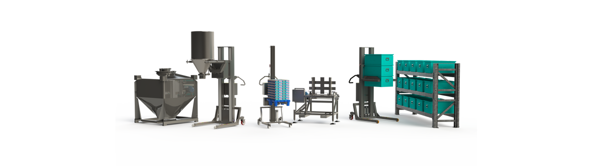 Industrielle Hubvorrichtung für die Lebensmittel-, Getränke-, Pharma- und Lagerindustrie.