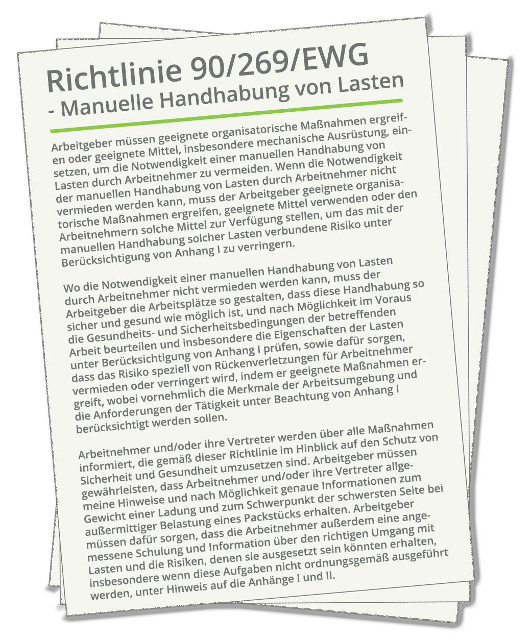 Richtlinie 90/269/EWG. Manuelle Handhabung von Lasten.