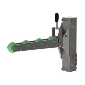 Der Rolldorn (RM) ist ein Hebegerät zur Handhabung von z.B. Rollen oder Spulen. Dieses Hebewerkzeug wird häufig als Papierhandhabungsgerät verwendet. Von vorne, Bild 1.